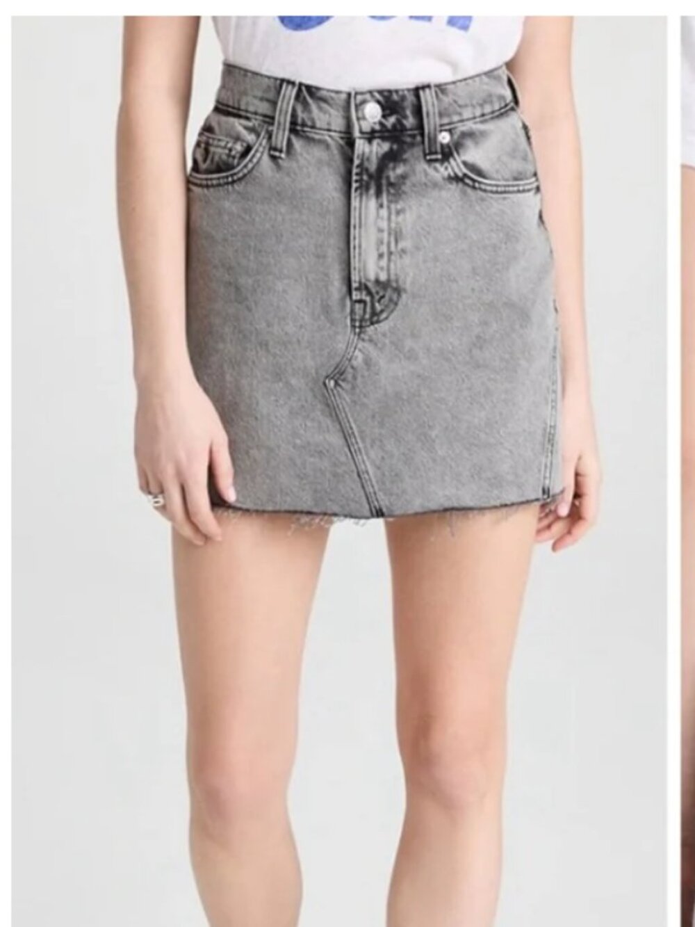 Mother Snacks Waisted wedge micro skirt Gray Distressed Denim Mini Skirt 27